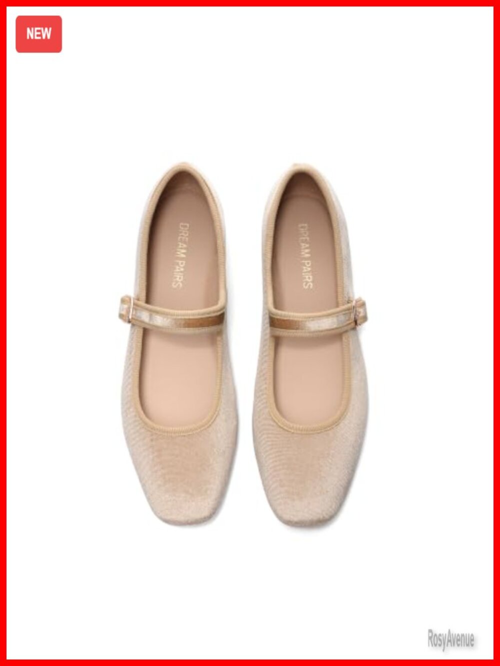 Velvet Mary Jane Ballet Flats Square Toe Buckle Strap Comfort